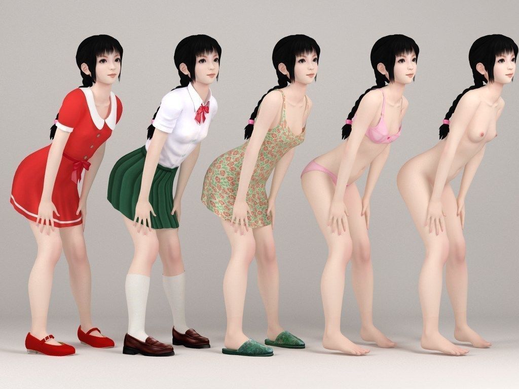 Kumiko various outfit pose 04 3D model_5