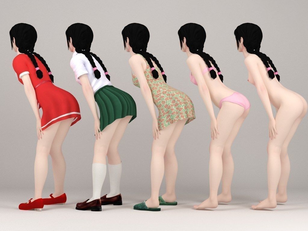 Kumiko various outfit pose 04 3D model_7