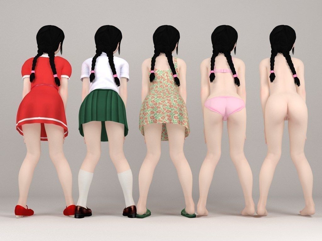 Kumiko various outfit pose 04 3D model_6