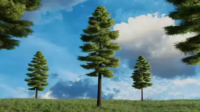 Nature Scene with Realistic Pine Tree
