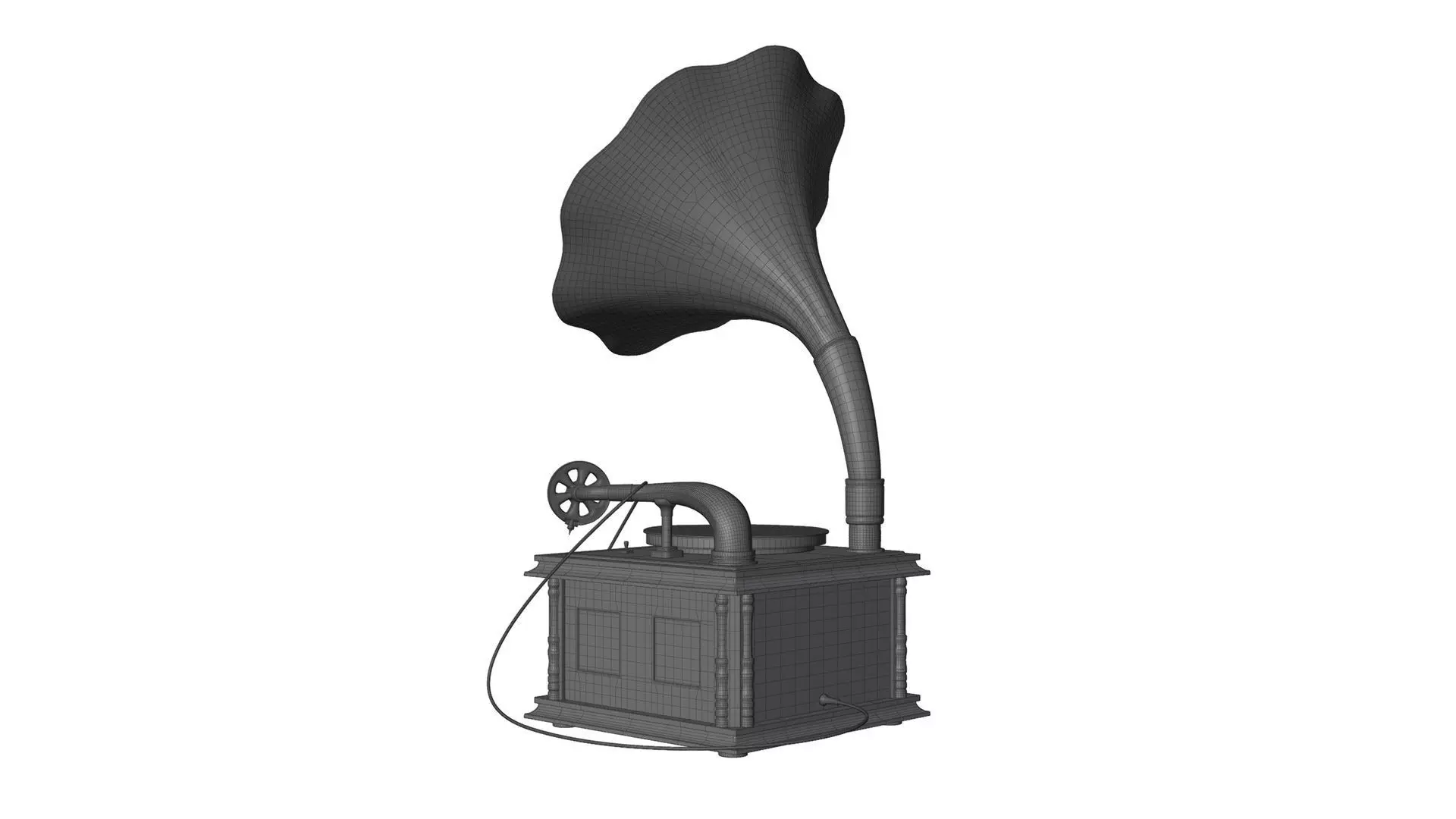 Old vinyl plate player gramophone 3D model_10