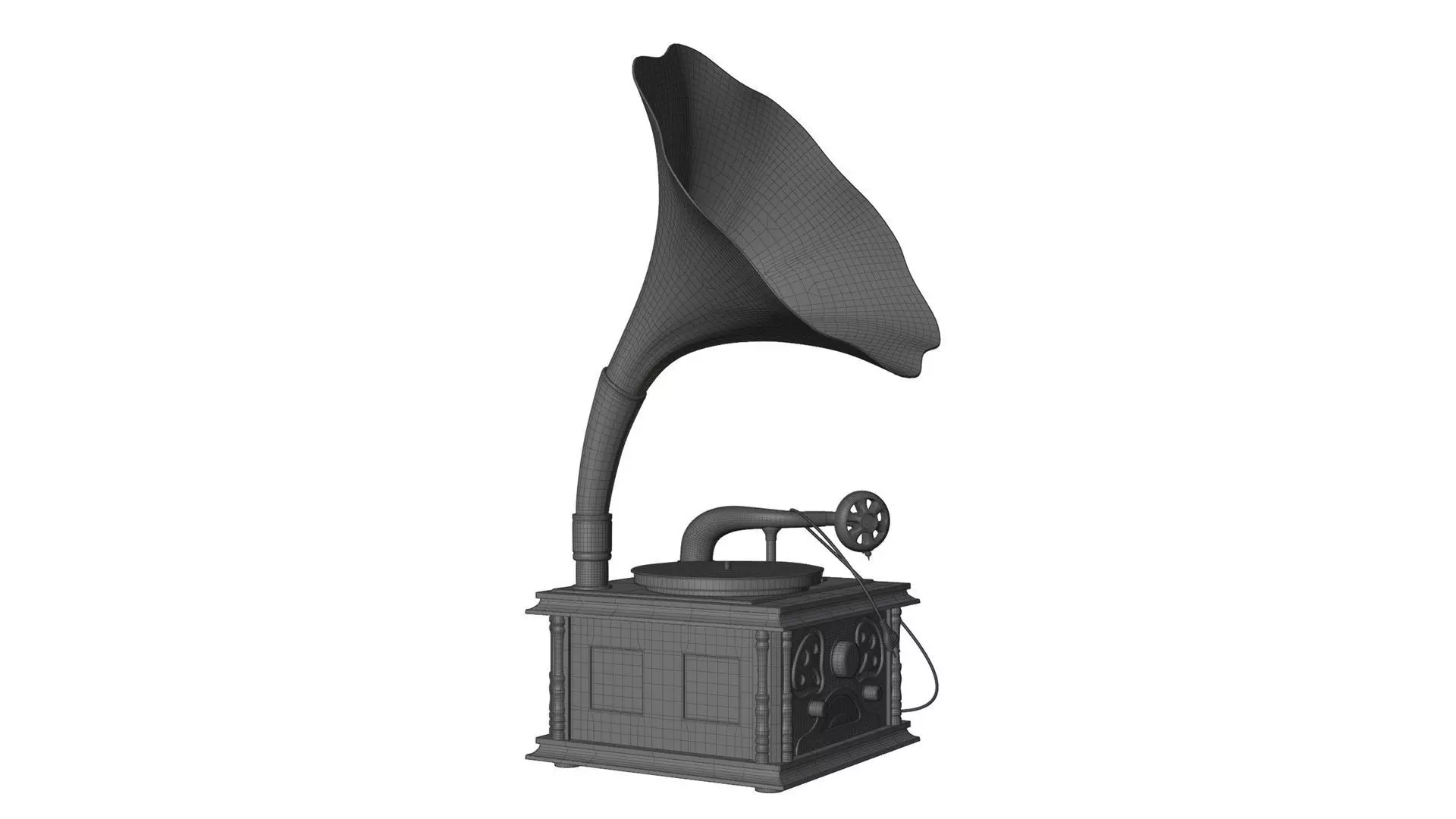Old vinyl plate player gramophone 3D model_12