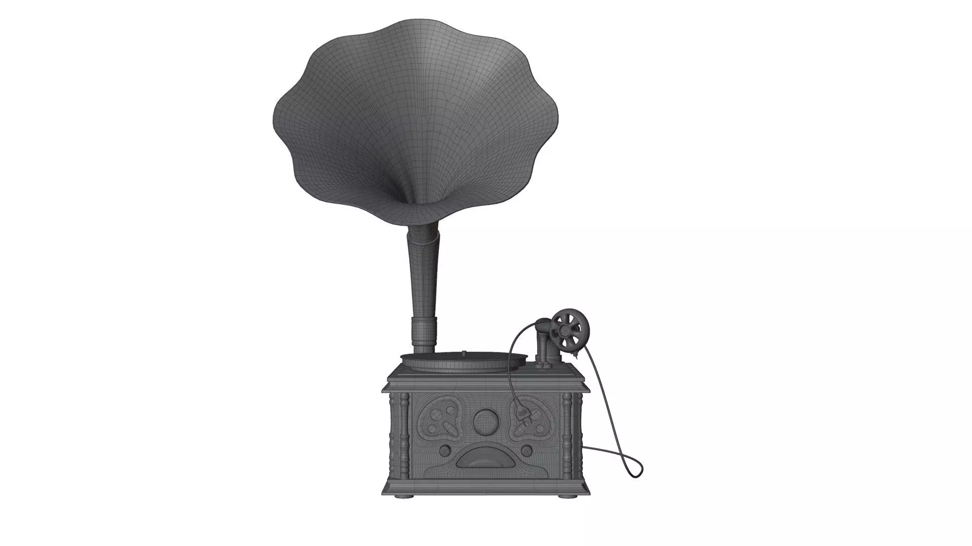 Old vinyl plate player gramophone 3D model_8