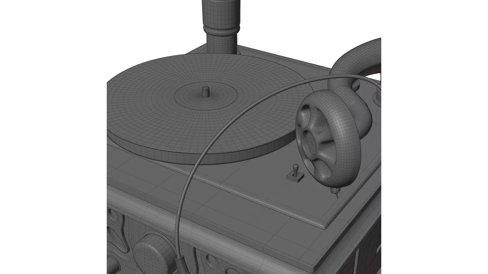 Old vinyl plate player gramophone 3D model_13