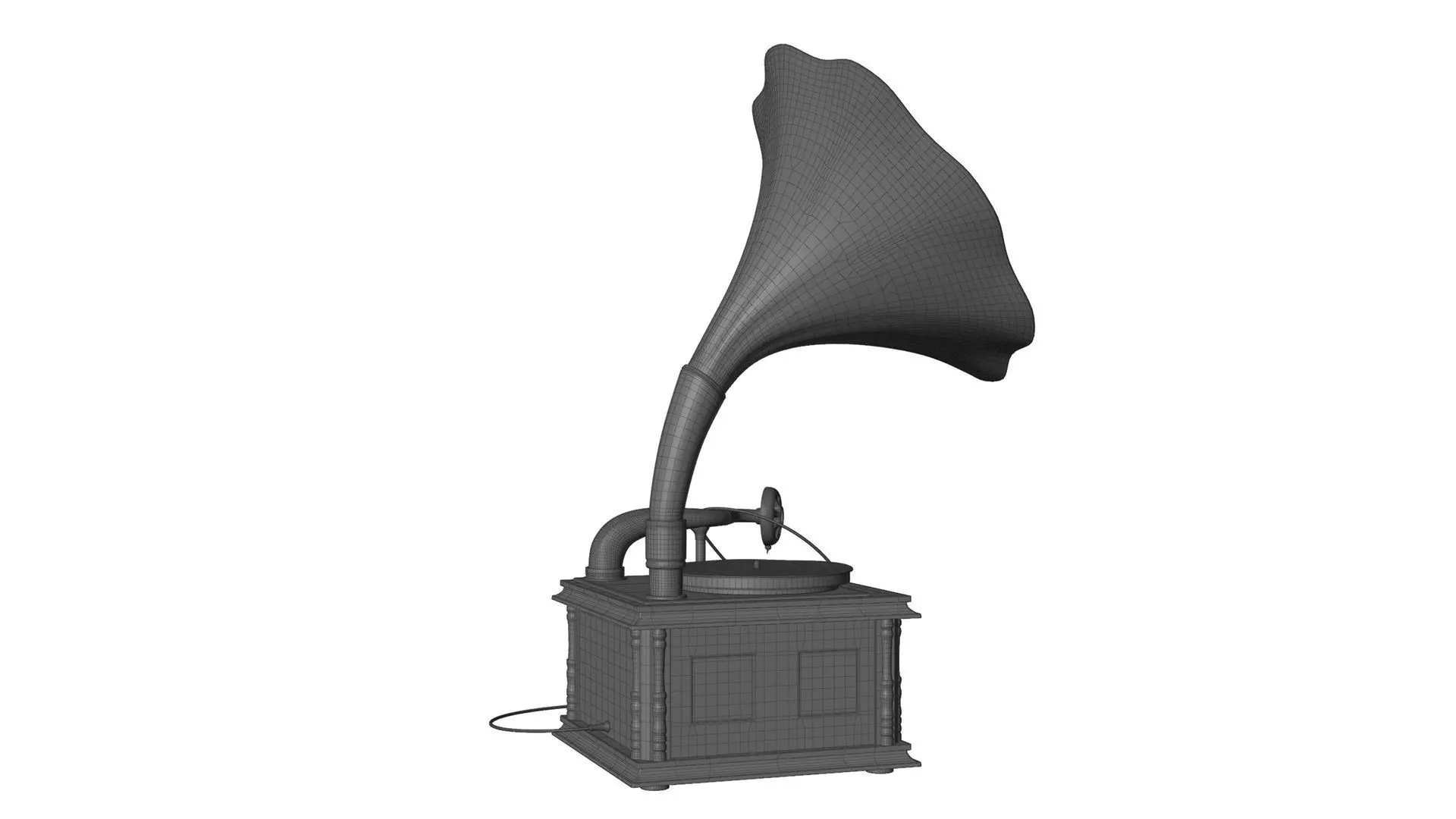 Old vinyl plate player gramophone 3D model_11
