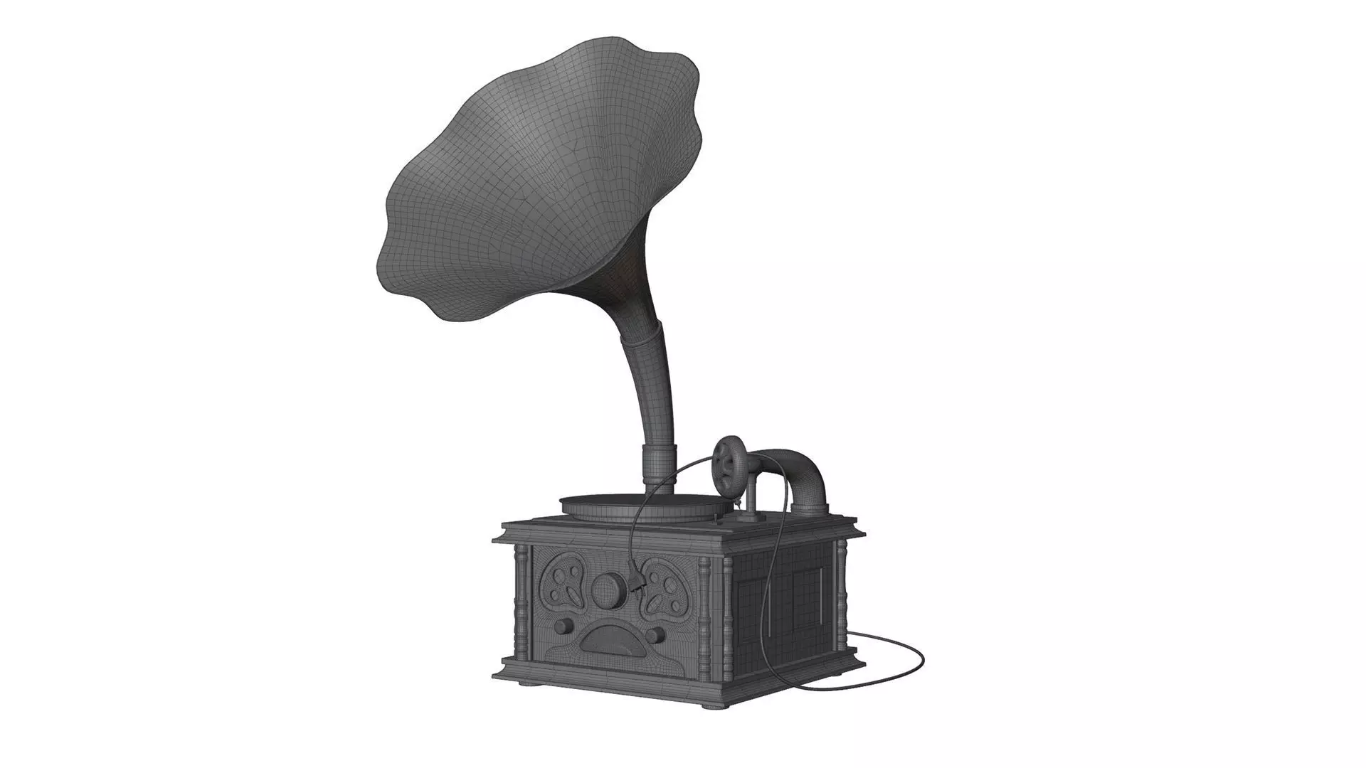 Old vinyl plate player gramophone 3D model_9