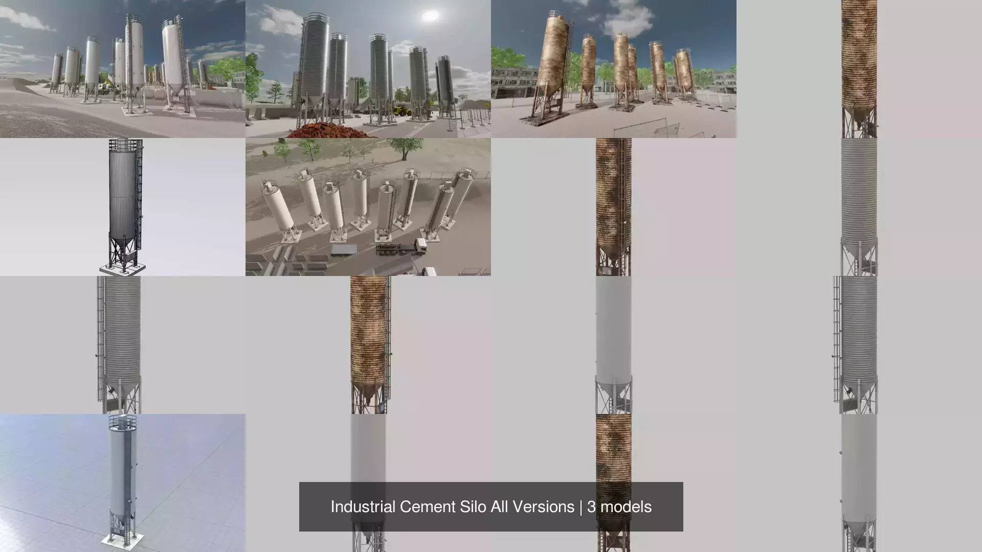 Industrial Cement Silo All Versions 3D Model Collection_7