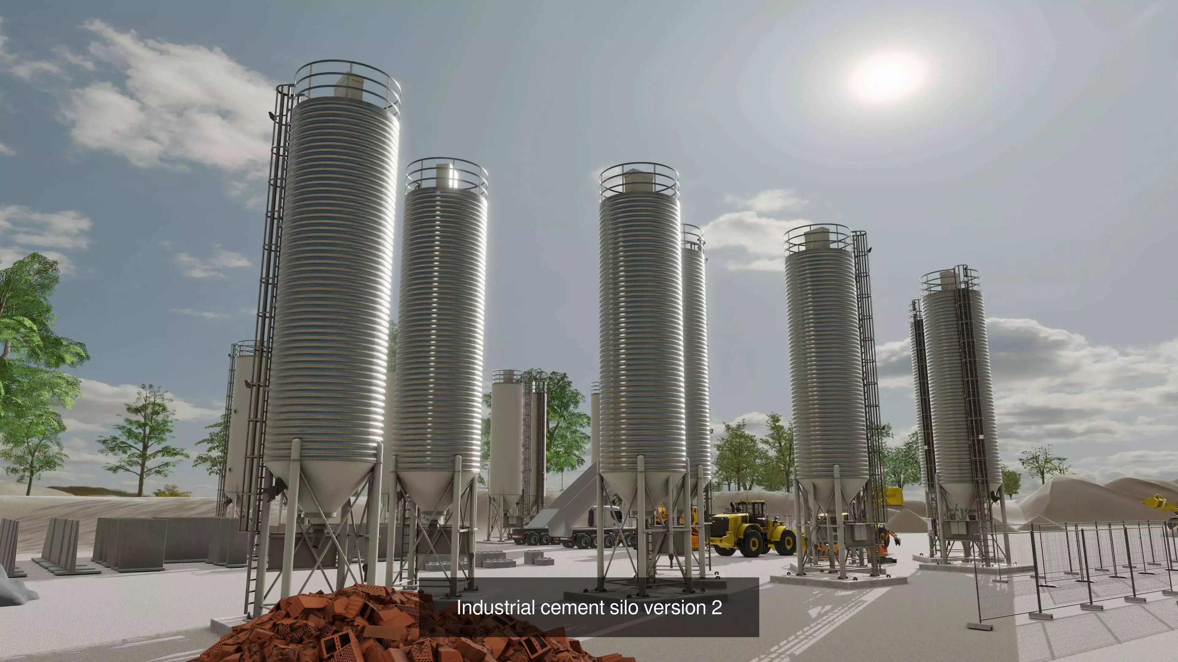 Industrial Cement Silo All Versions 3D Model Collection_10