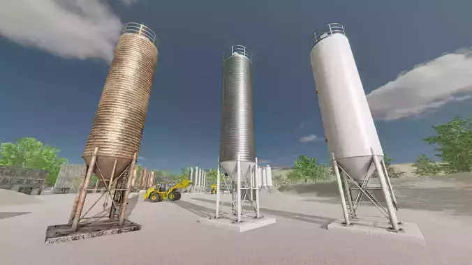 Industrial Cement Silo All Versions 3D Model Collection