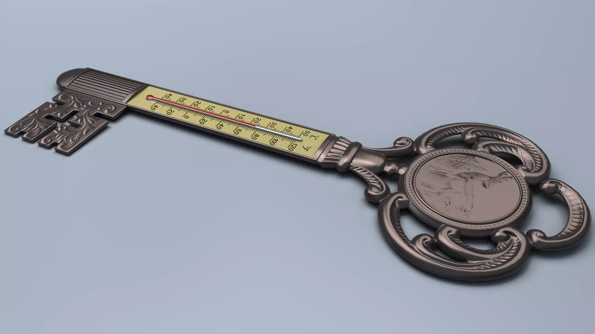 Antique Room Thermometer 3D model_8