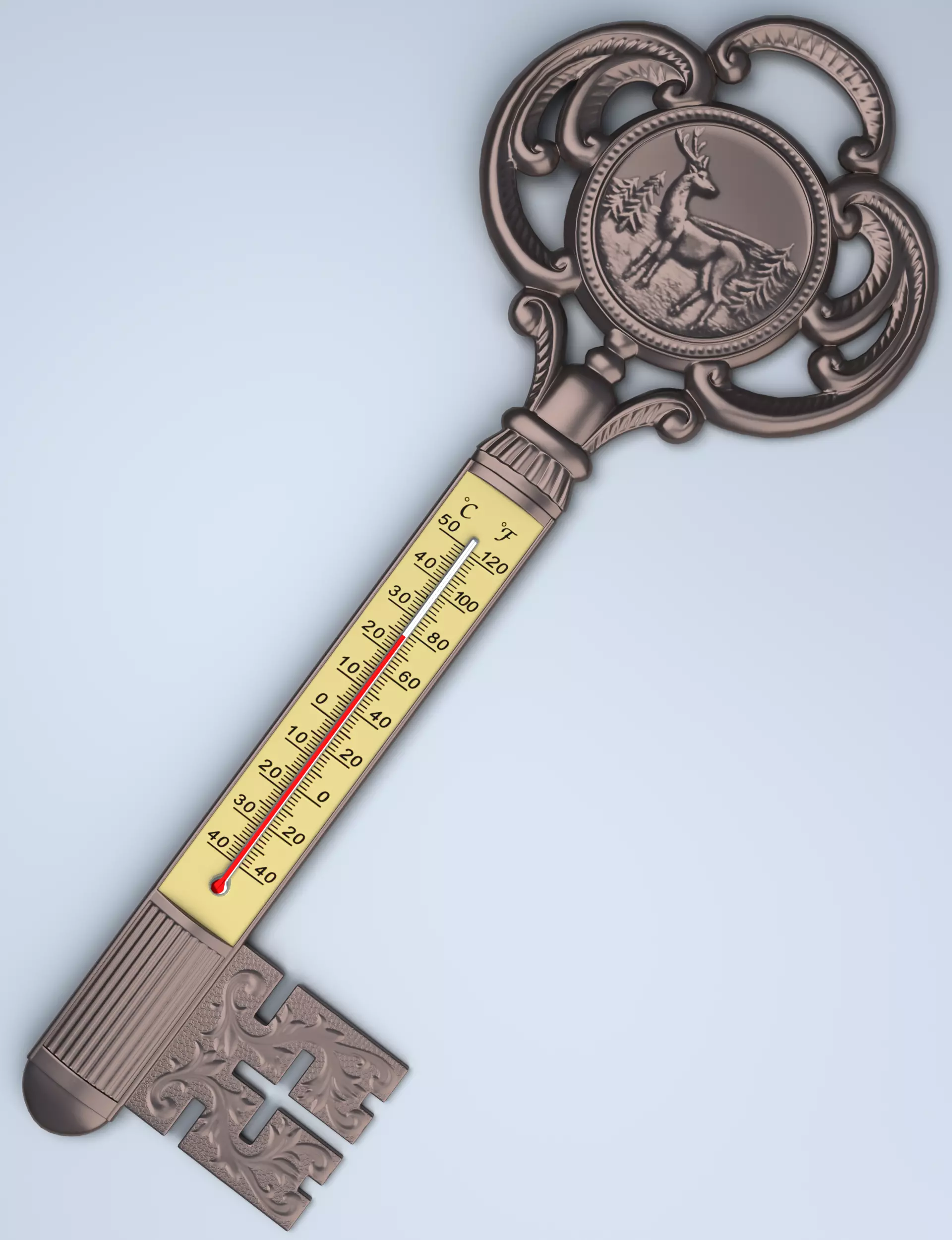 Antique Room Thermometer 3D model_54