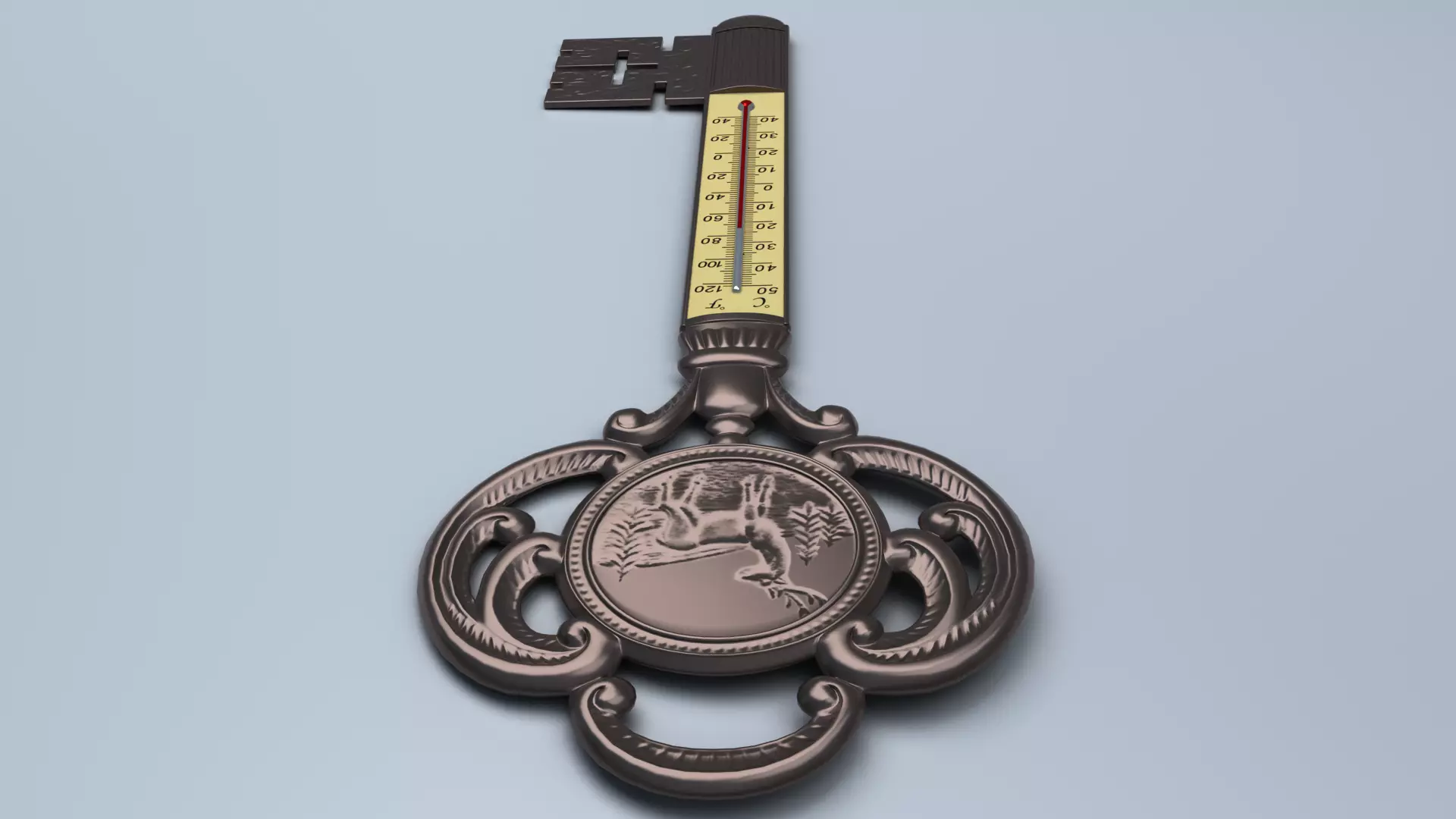 Antique Room Thermometer 3D model_15