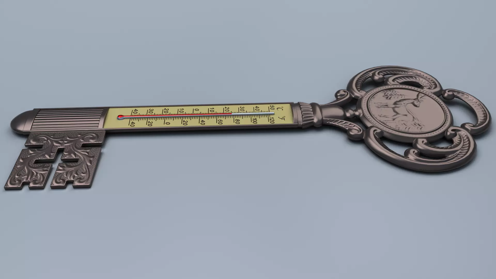 Antique Room Thermometer 3D model_5