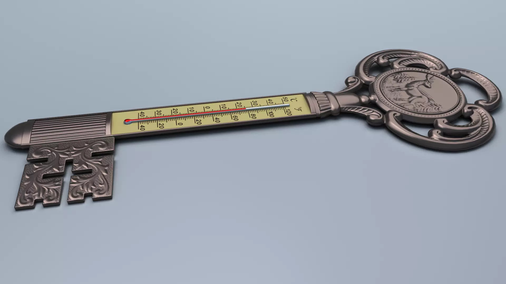 Antique Room Thermometer 3D model_4