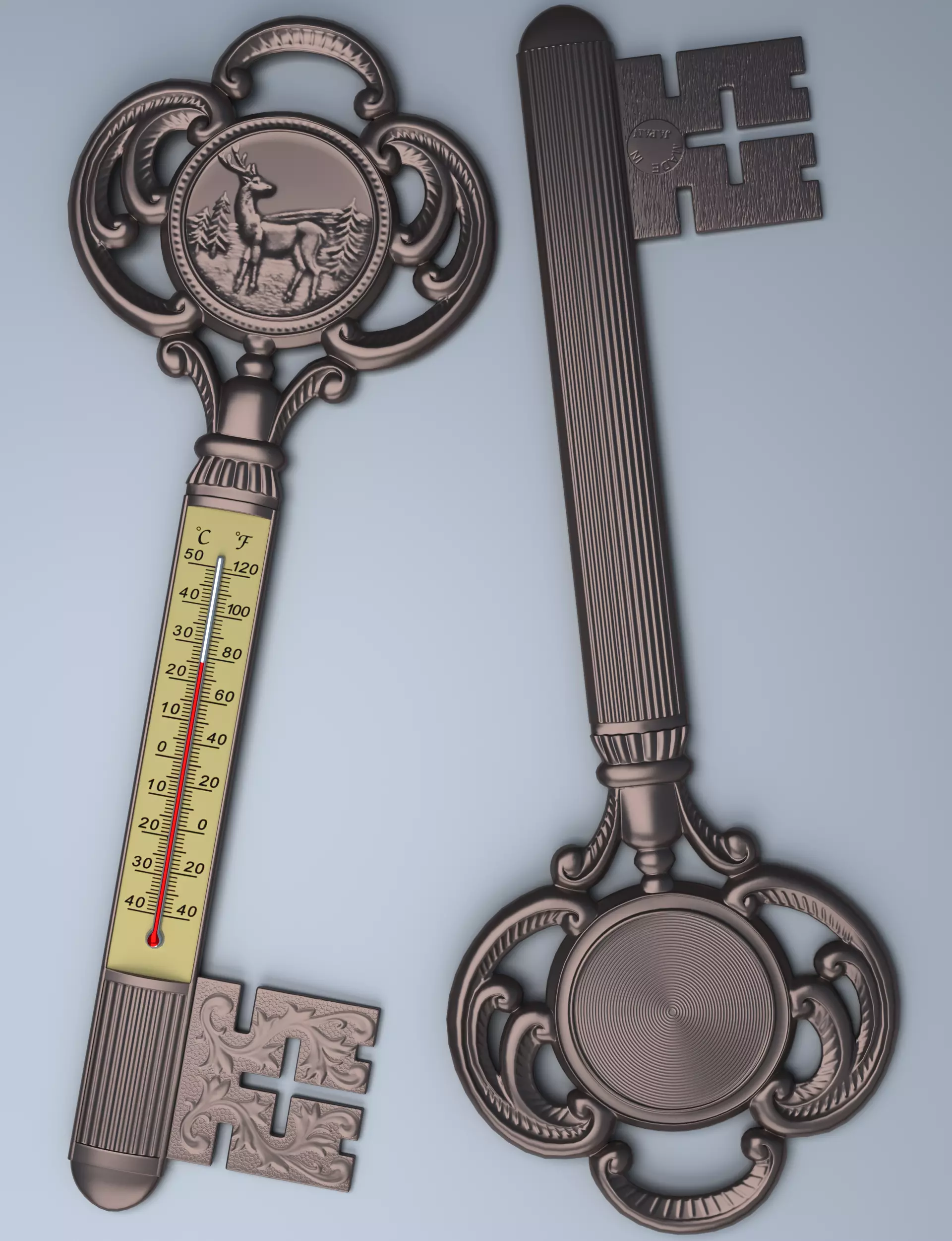 Antique Room Thermometer 3D model_56
