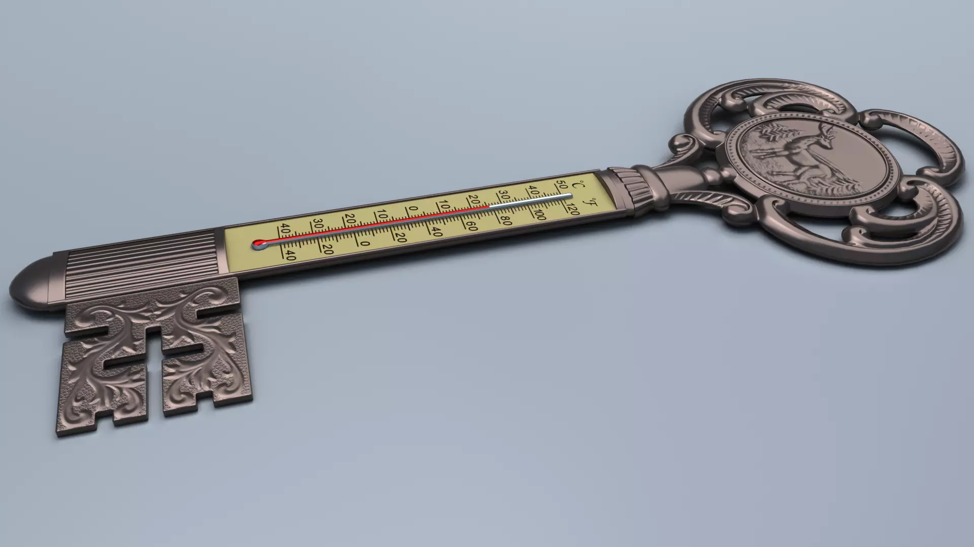 Antique Room Thermometer 3D model_3