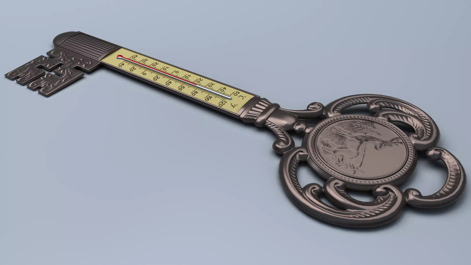 Antique Room Thermometer 3D model_9