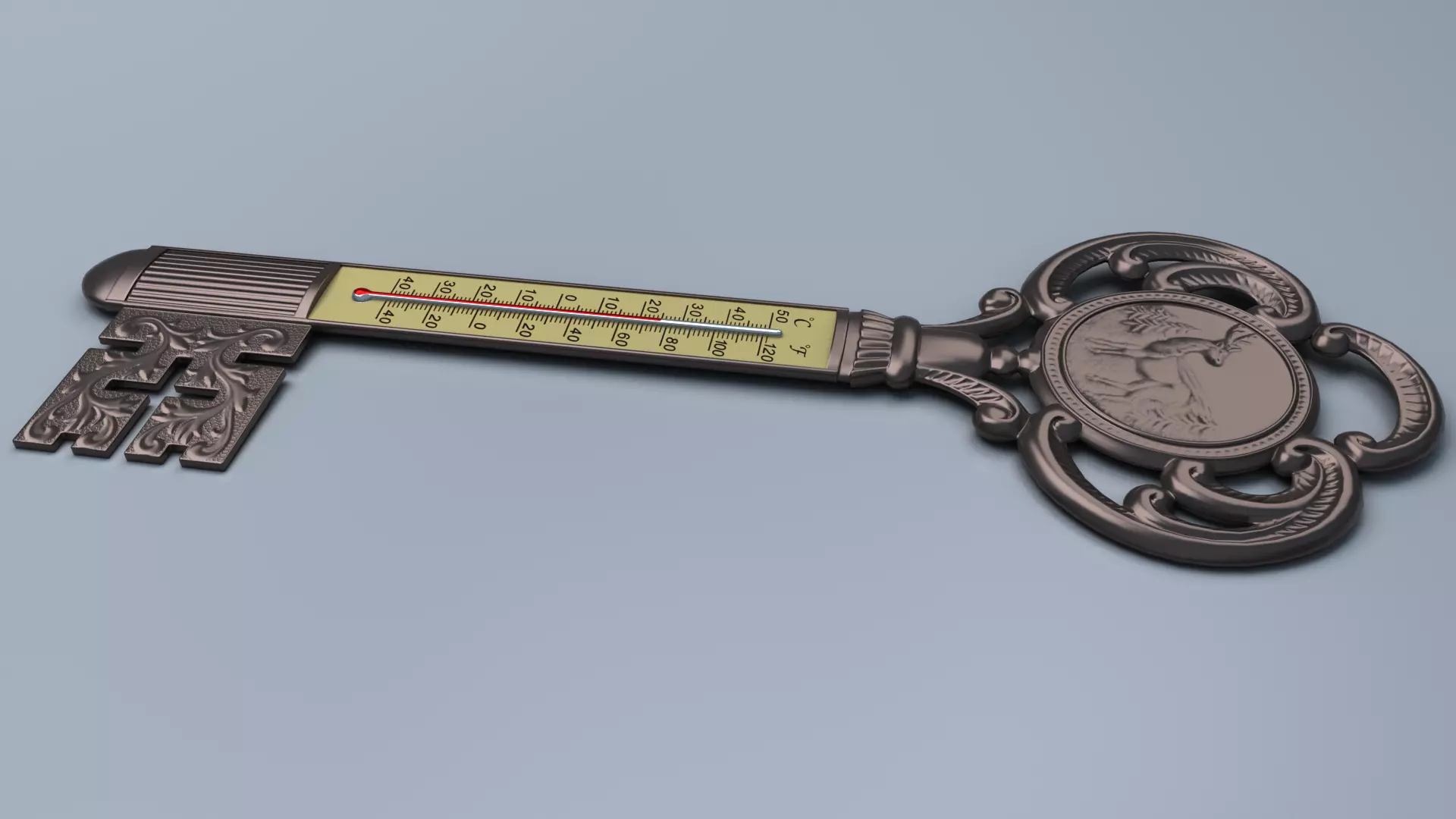 Antique Room Thermometer 3D model_6