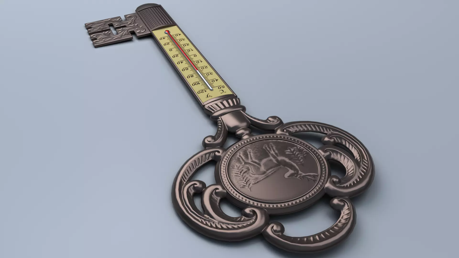Antique Room Thermometer 3D model_12