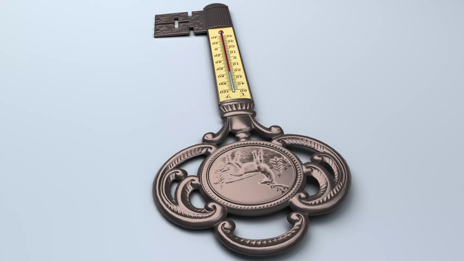 Antique Room Thermometer 3D model_14