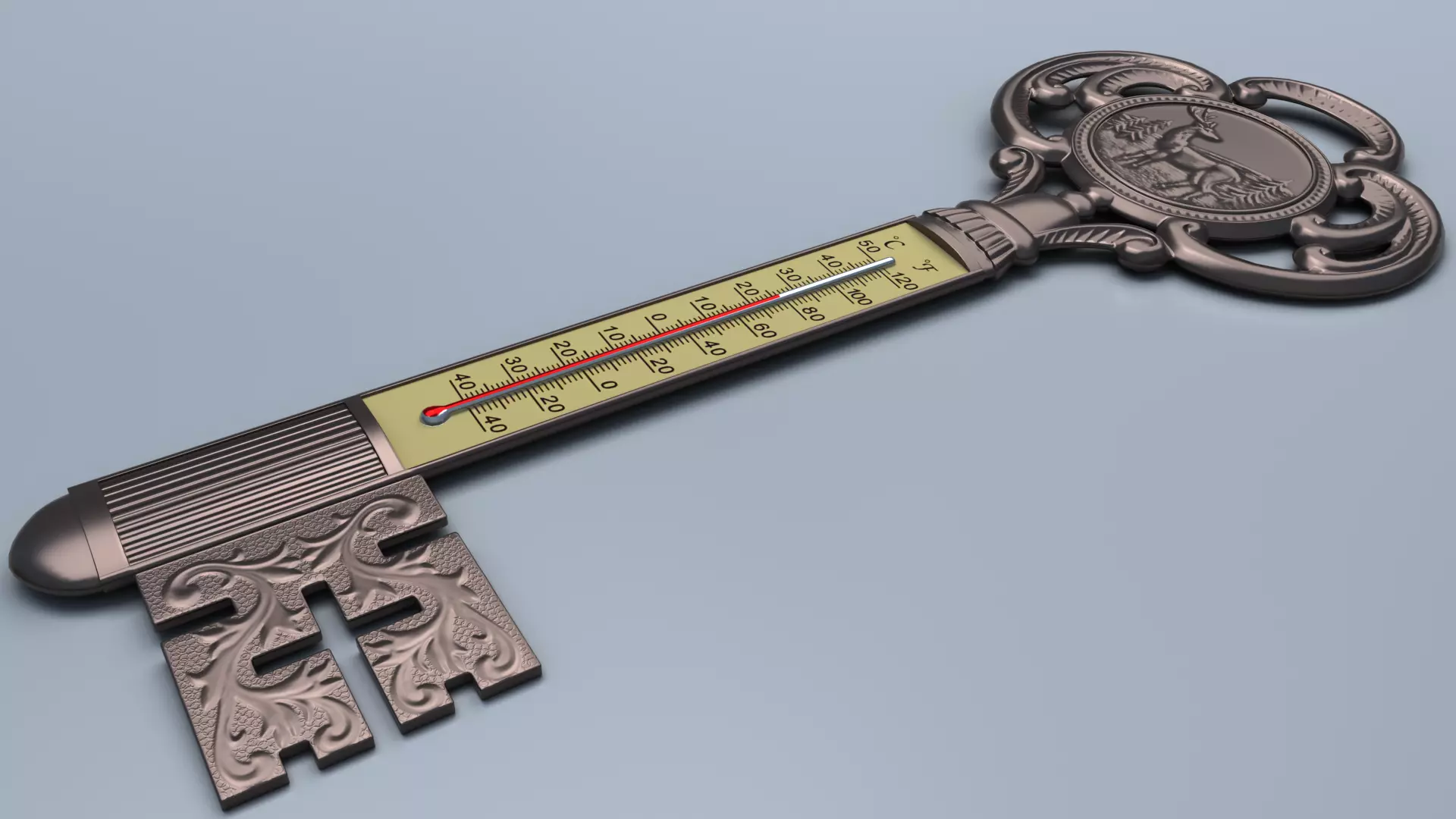 Antique Room Thermometer 3D model_0