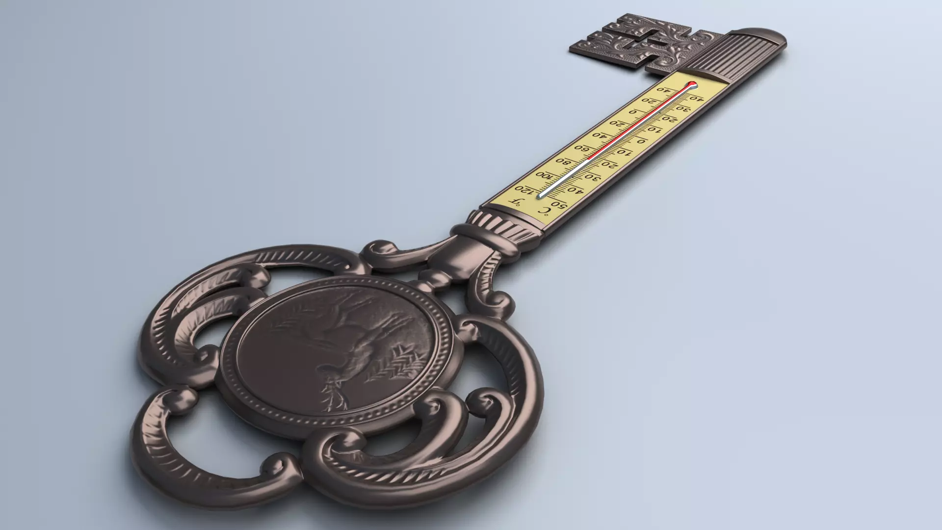 Antique Room Thermometer 3D model_19
