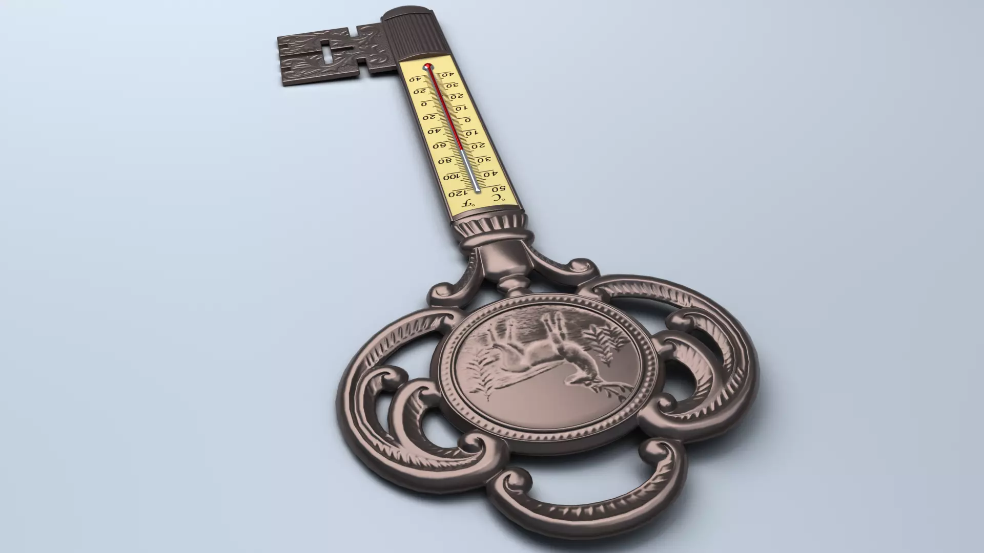 Antique Room Thermometer 3D model_13