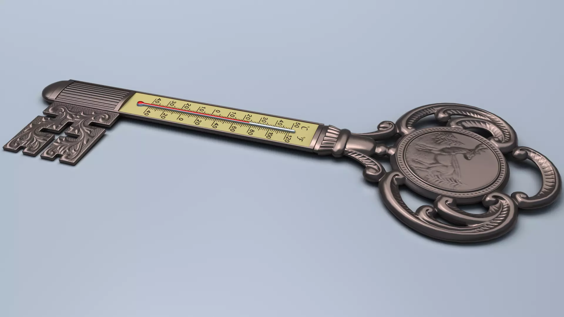 Antique Room Thermometer 3D model_7
