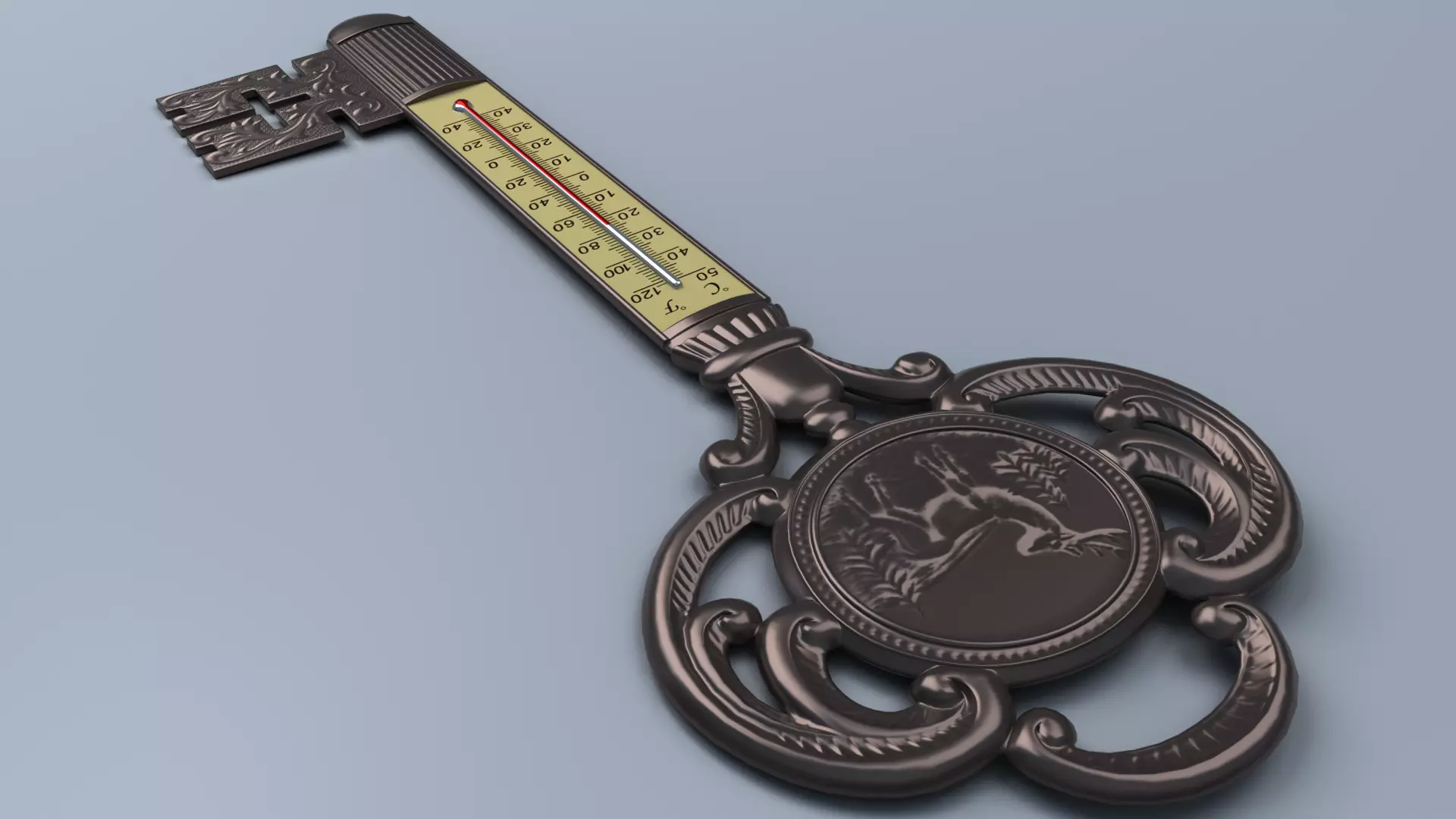 Antique Room Thermometer 3D model_11