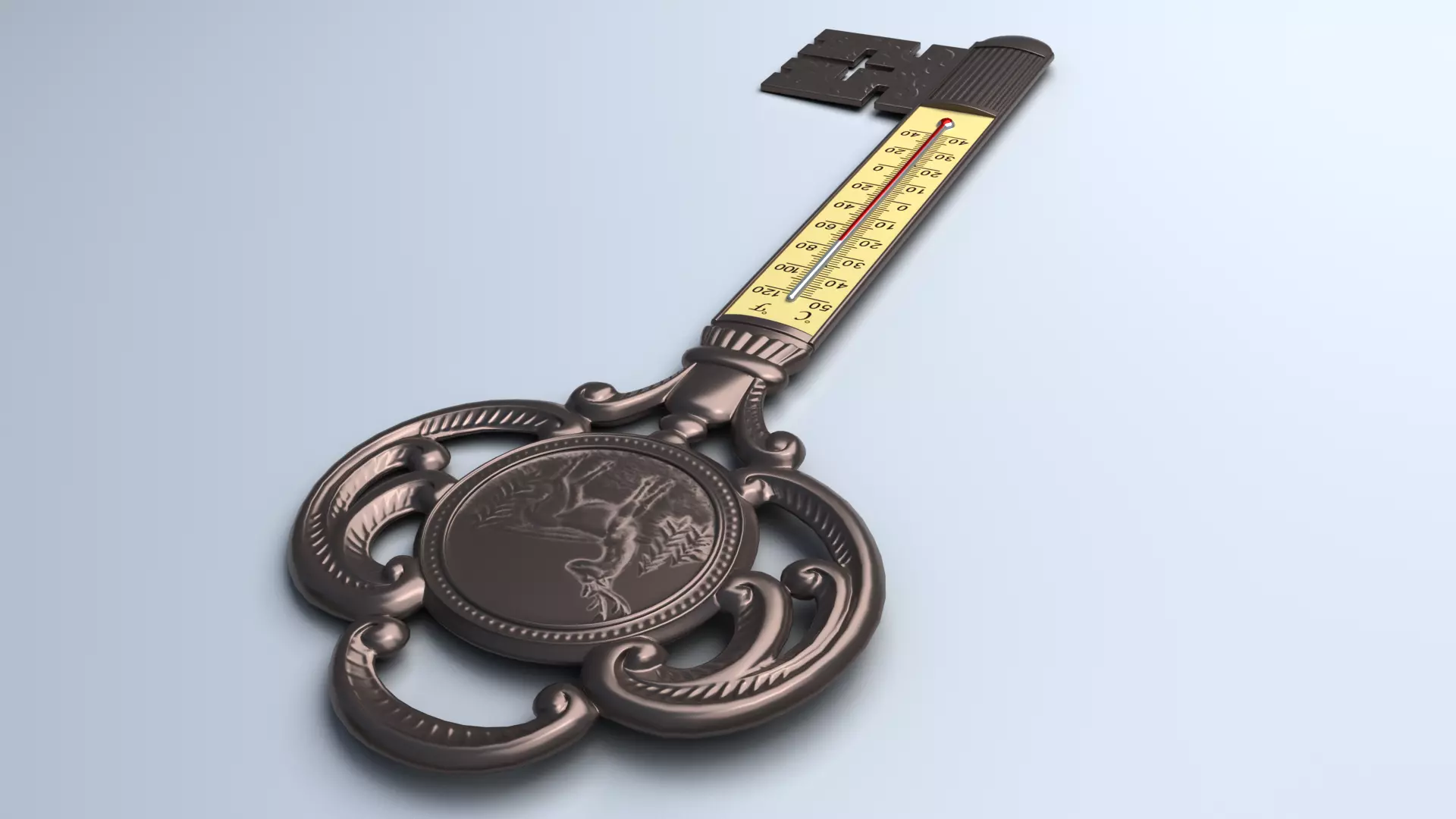 Antique Room Thermometer 3D model_18