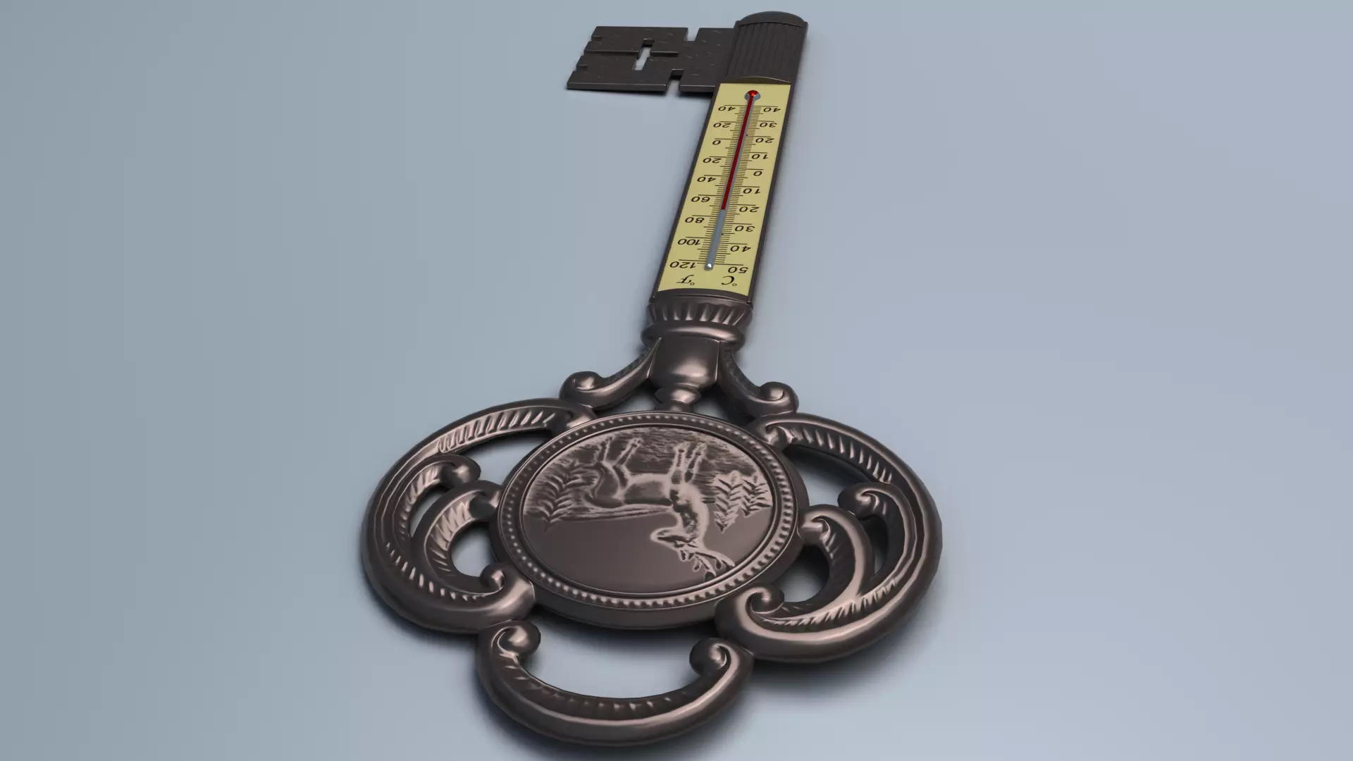 Antique Room Thermometer 3D model_16
