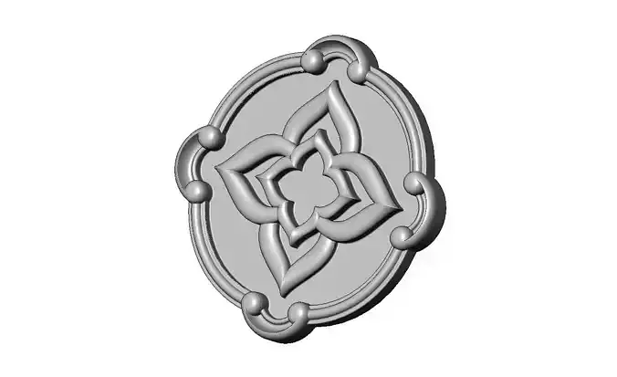 Round scroll ornamental star rosette relief 3D print model