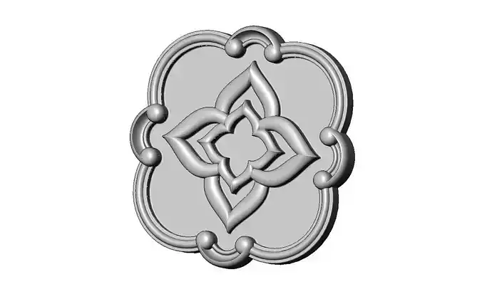 Square scroll ornamental star rosette relief  3D print model