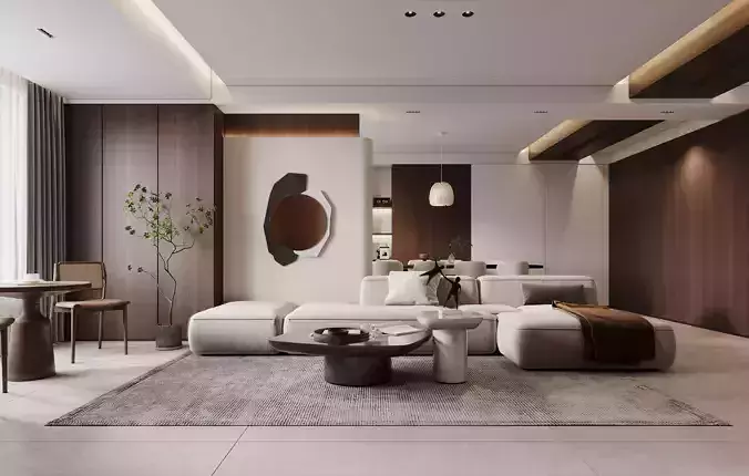 modern living and dining room interior 