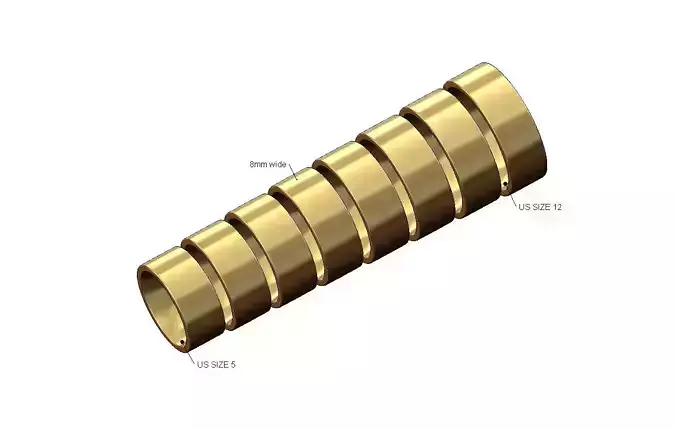 8mm wide flat comfort fit wedding band US sizes 5to12 3D print model