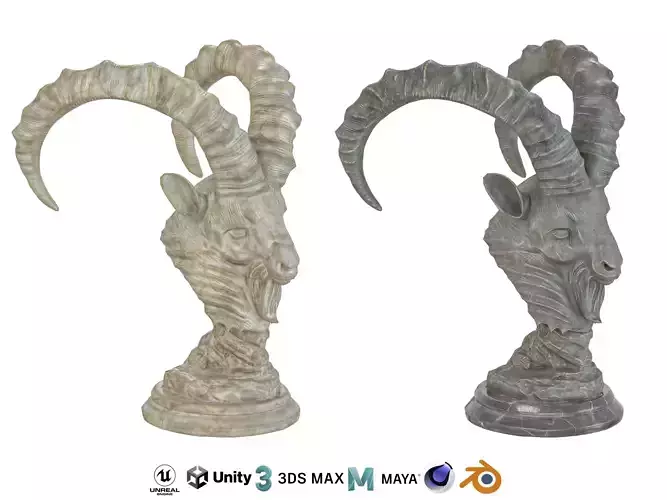 Goat bust marble statue