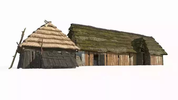 Medieval architecture with thatched stables