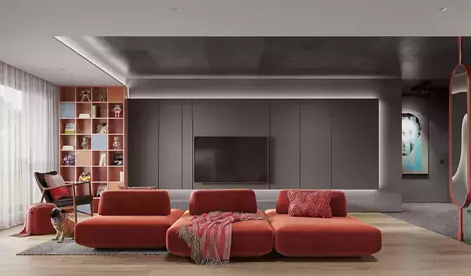 modern living and dining room interior 