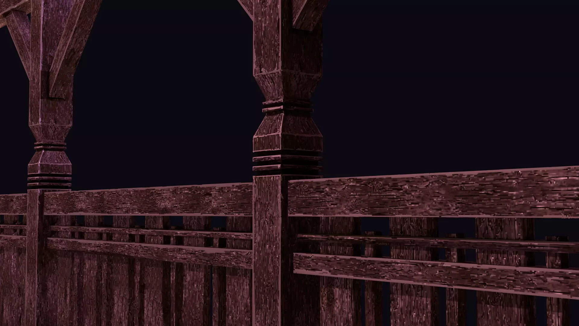 PixelStyle Wooden Railing  Medieval Balcony Low-poly 3D model_3