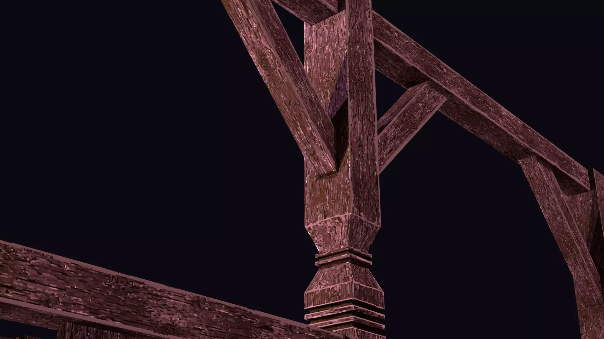 PixelStyle Wooden Railing  Medieval Balcony Low-poly 3D model_4