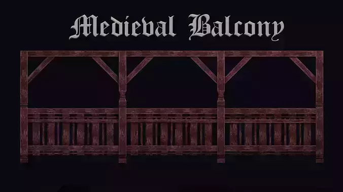 PixelStyle Wooden Railing  Medieval Balcony