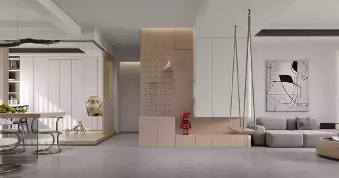 modern living and dining room interior 