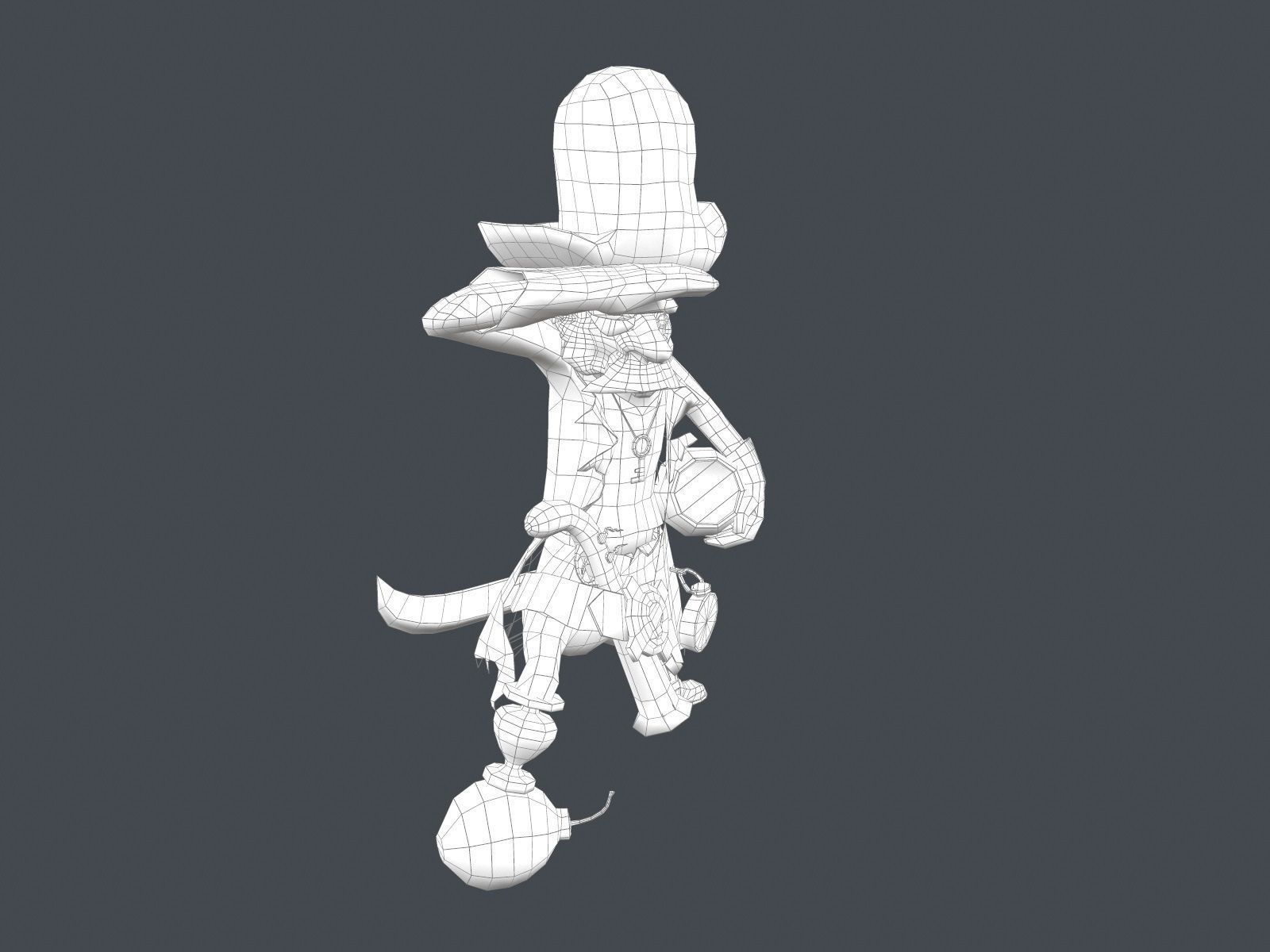 Corsair cartoon character in pirate costume Low-poly 3D model_14