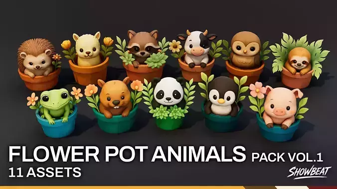 Animals in Flower Pots Pack VOL1