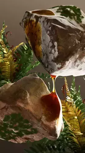 Resin Flow Scene Liquid Simulation on Rocks Cinema 4D Redshift