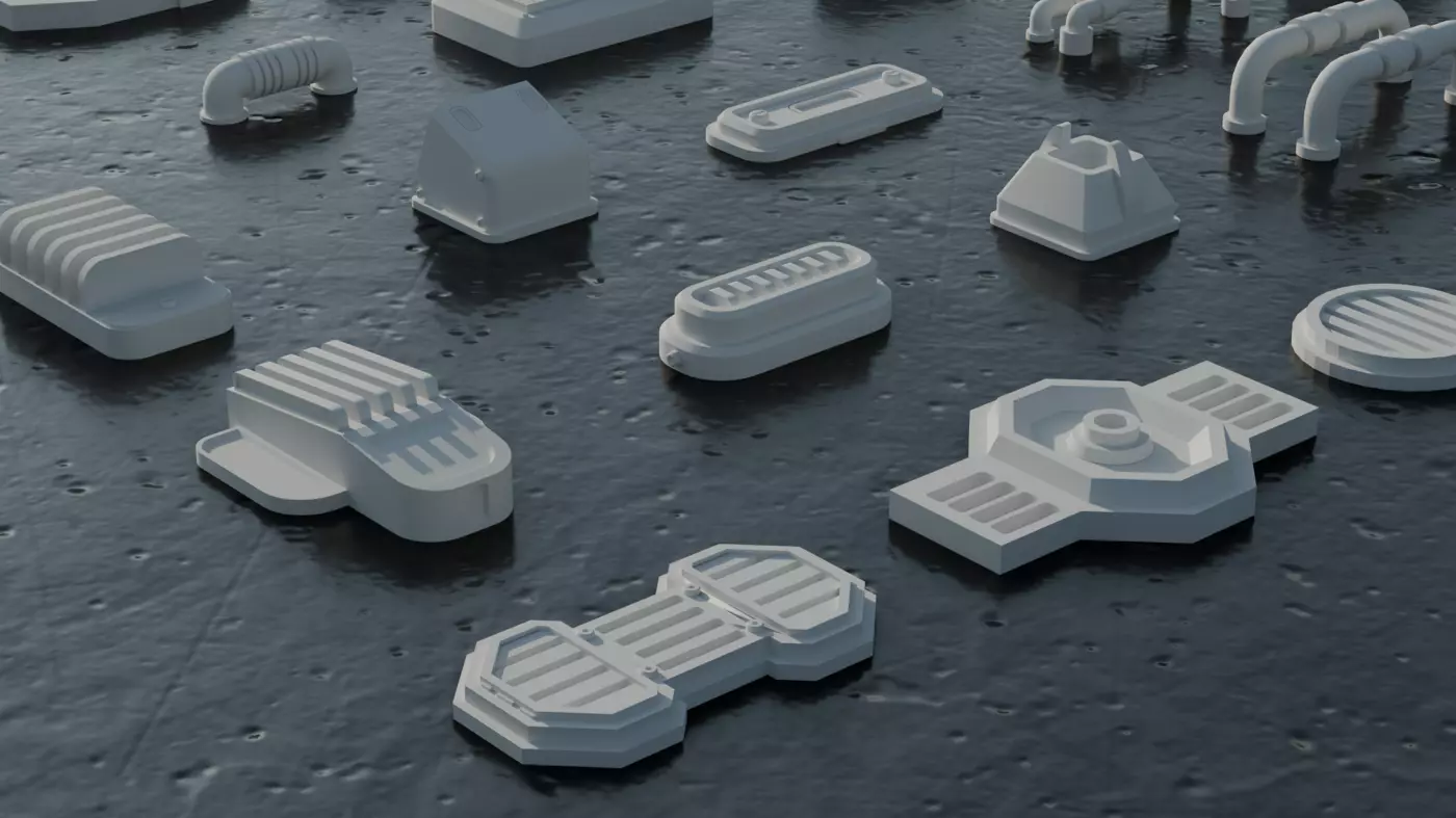 30 Greebles Low-poly 3D model_7