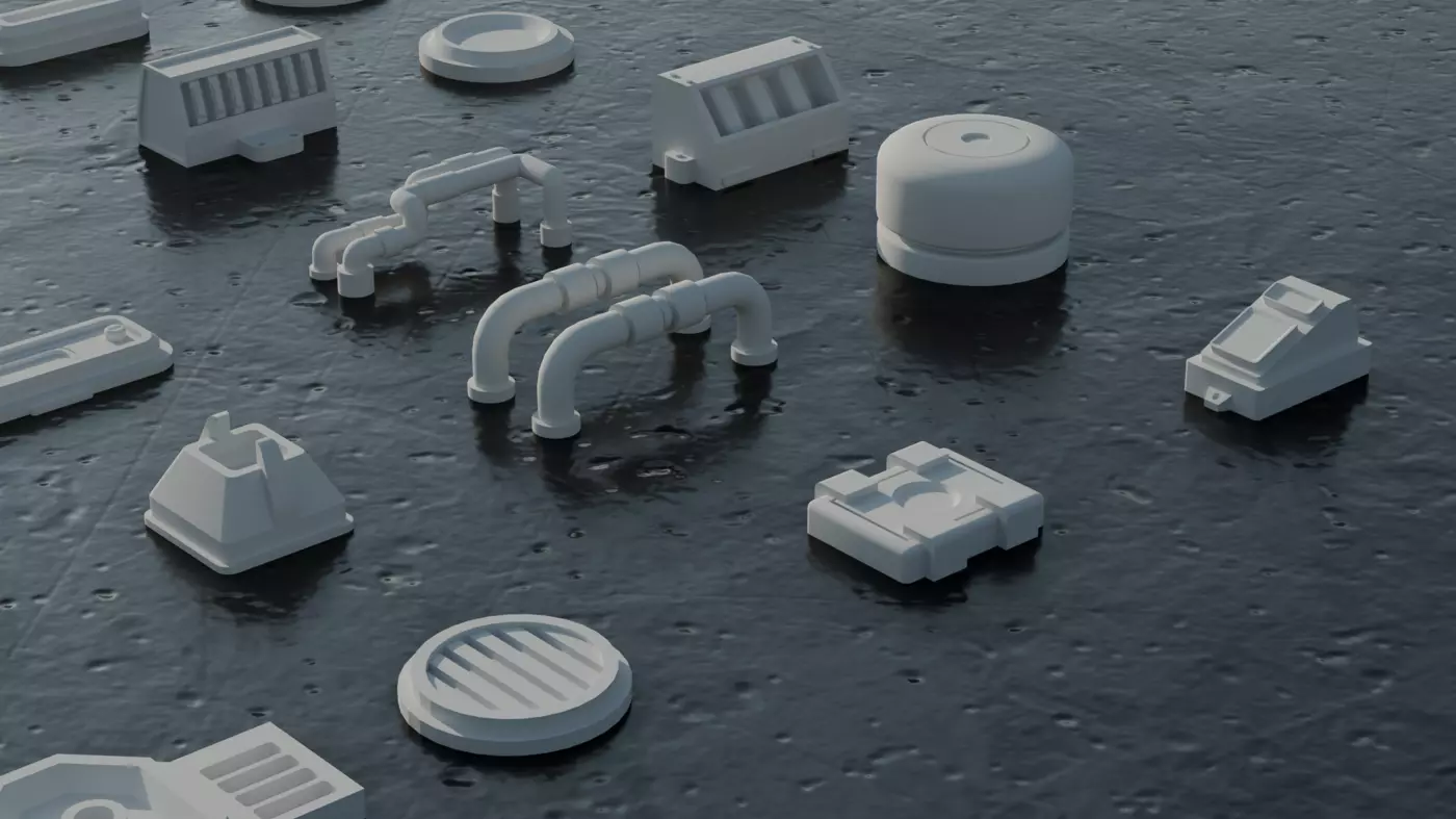 30 Greebles Low-poly 3D model_6