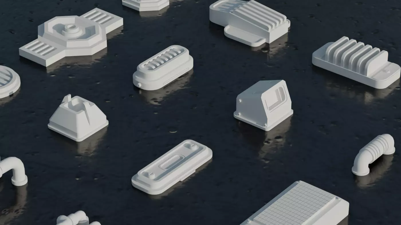 30 Greebles Low-poly 3D model_5