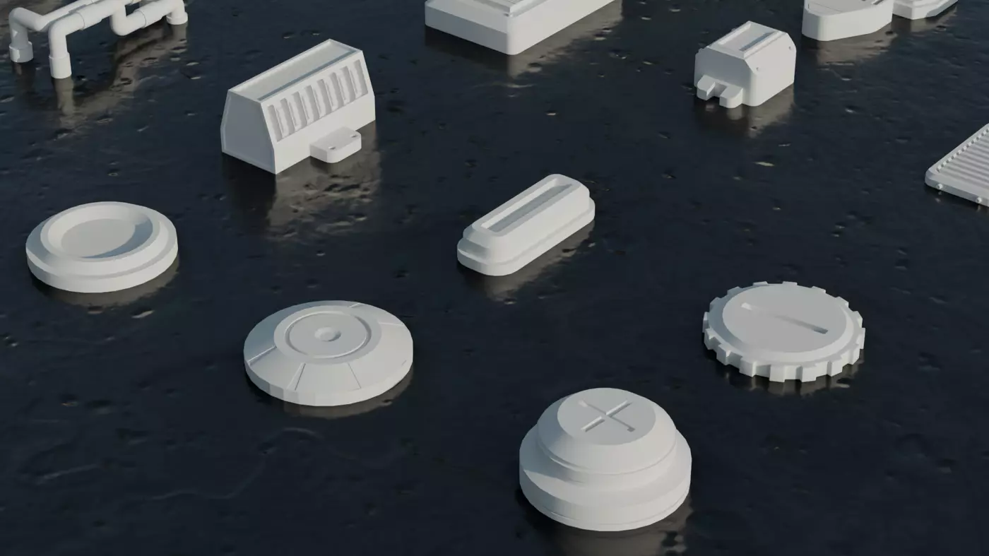 30 Greebles Low-poly 3D model_9