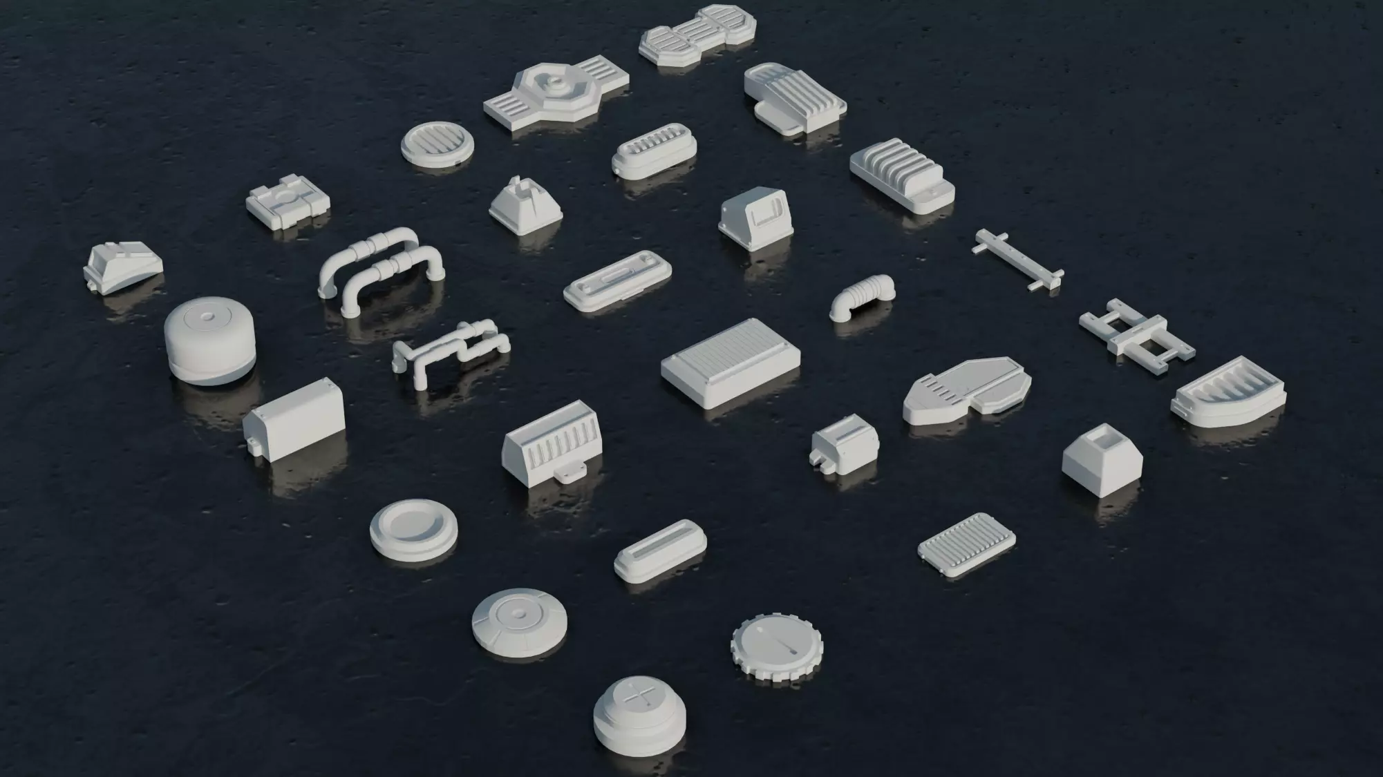 30 Greebles Low-poly 3D model_4